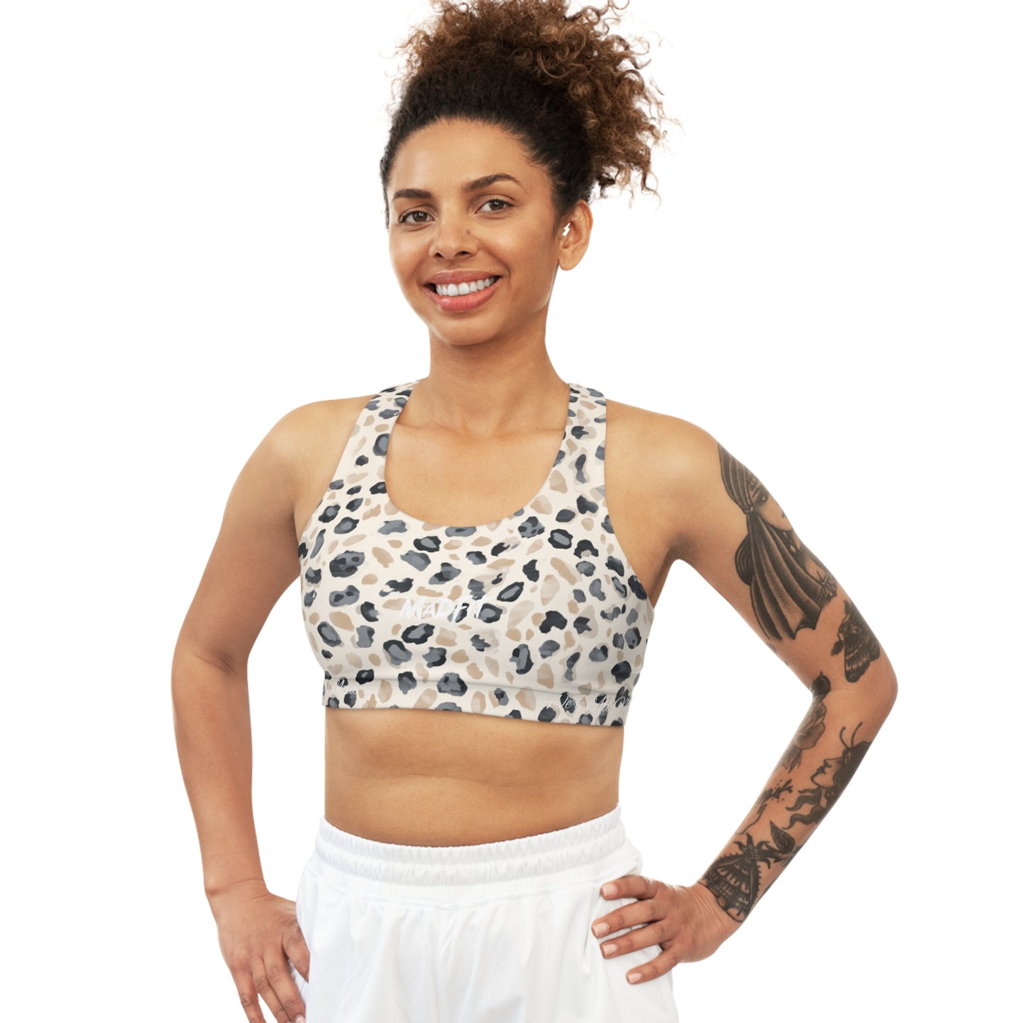 Beige Charcoal Night Stalker Seamless Sports Bra