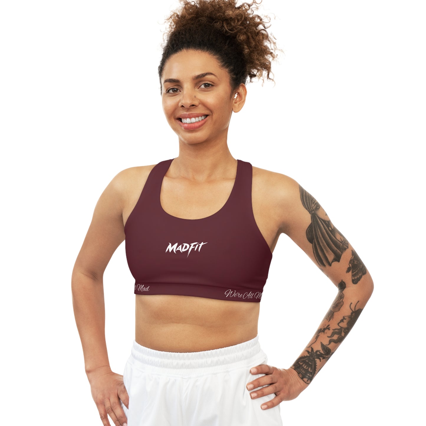 Burgundy MadFit Seamless Sports Bra