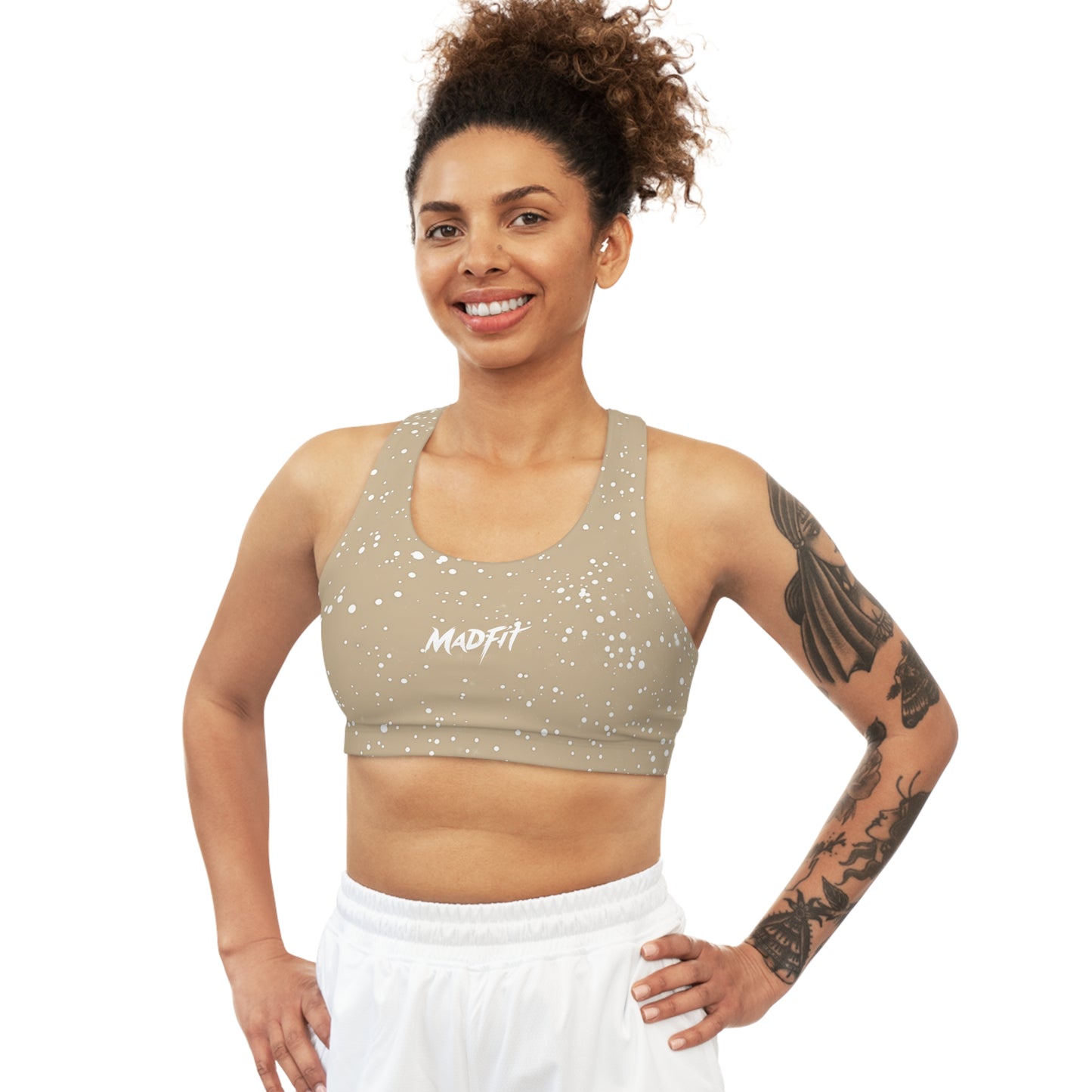 Sandstone Beige Speckled Seamless Sports Bra