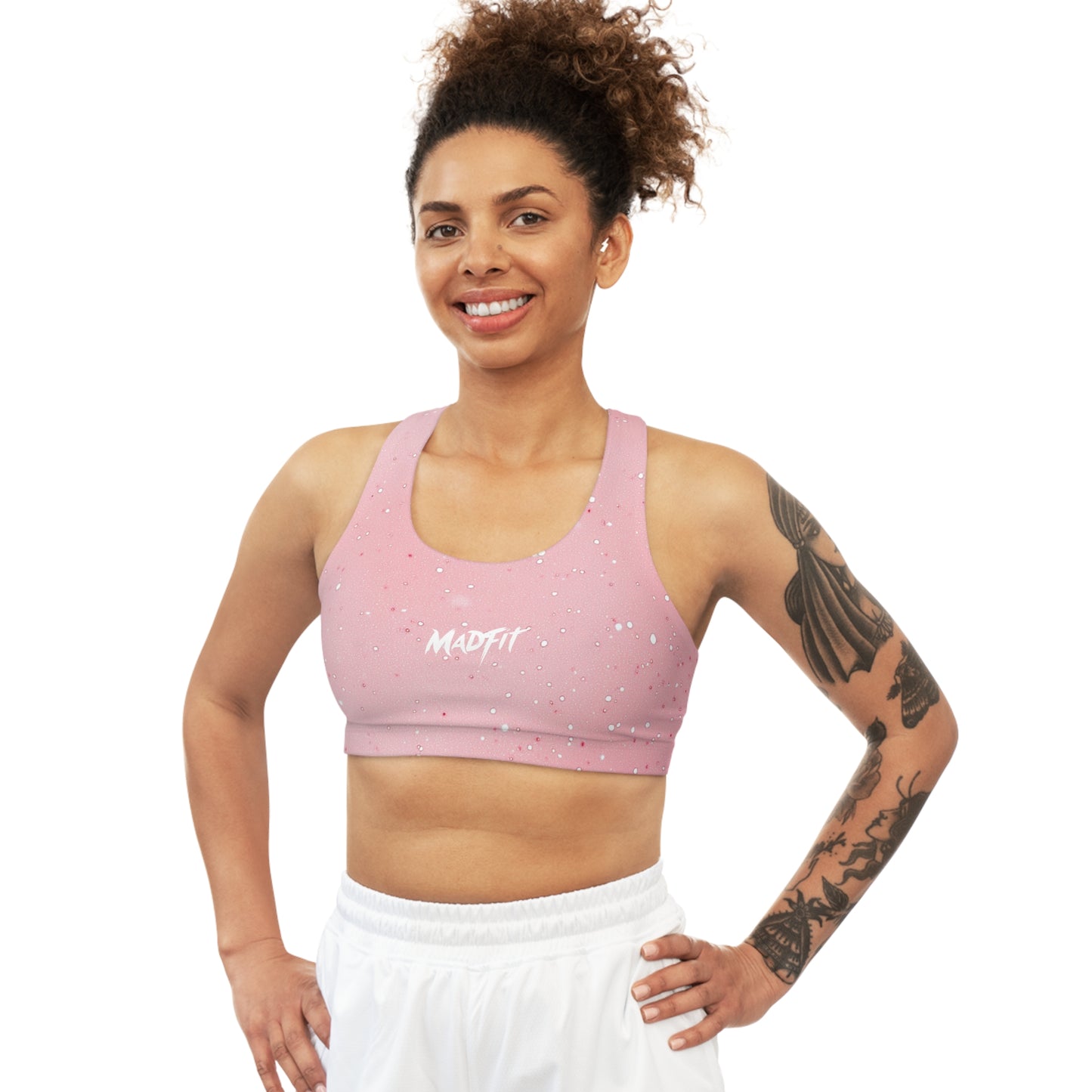 Baby Pink Speckled Seamless Sports Bra