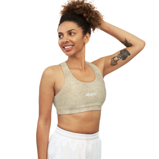 Sandstone Beige Heathered Seamless Sports Bra