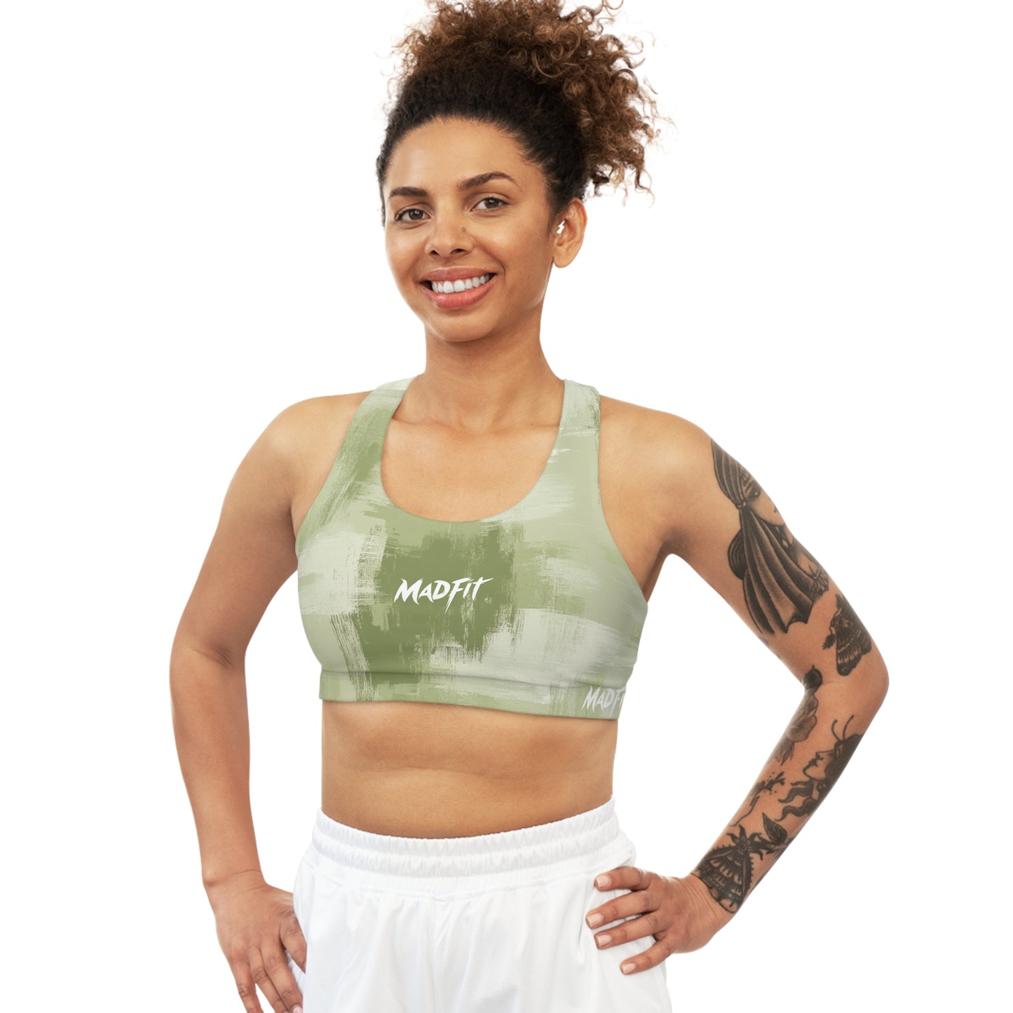 Olive Brushed Seamless Sports Bra