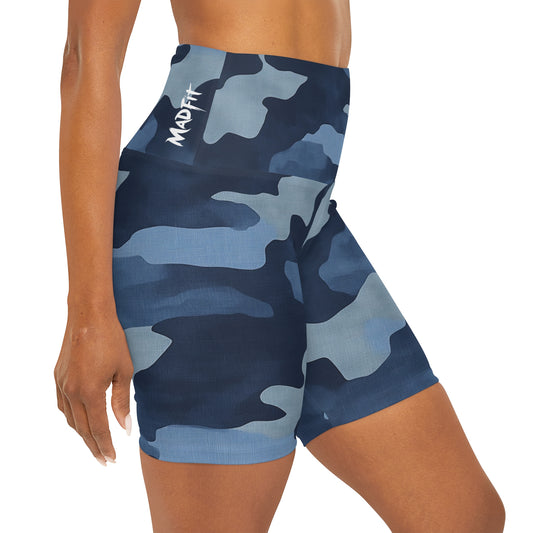 Navy Camo High Waisted Shorts