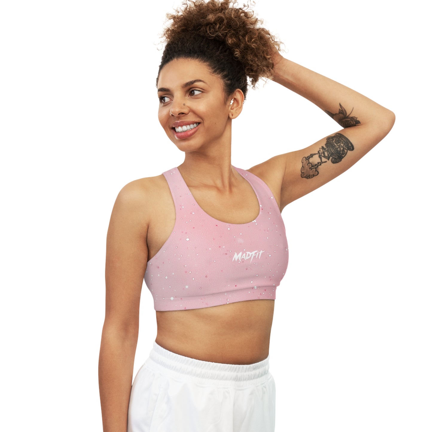 Baby Pink Speckled Seamless Sports Bra