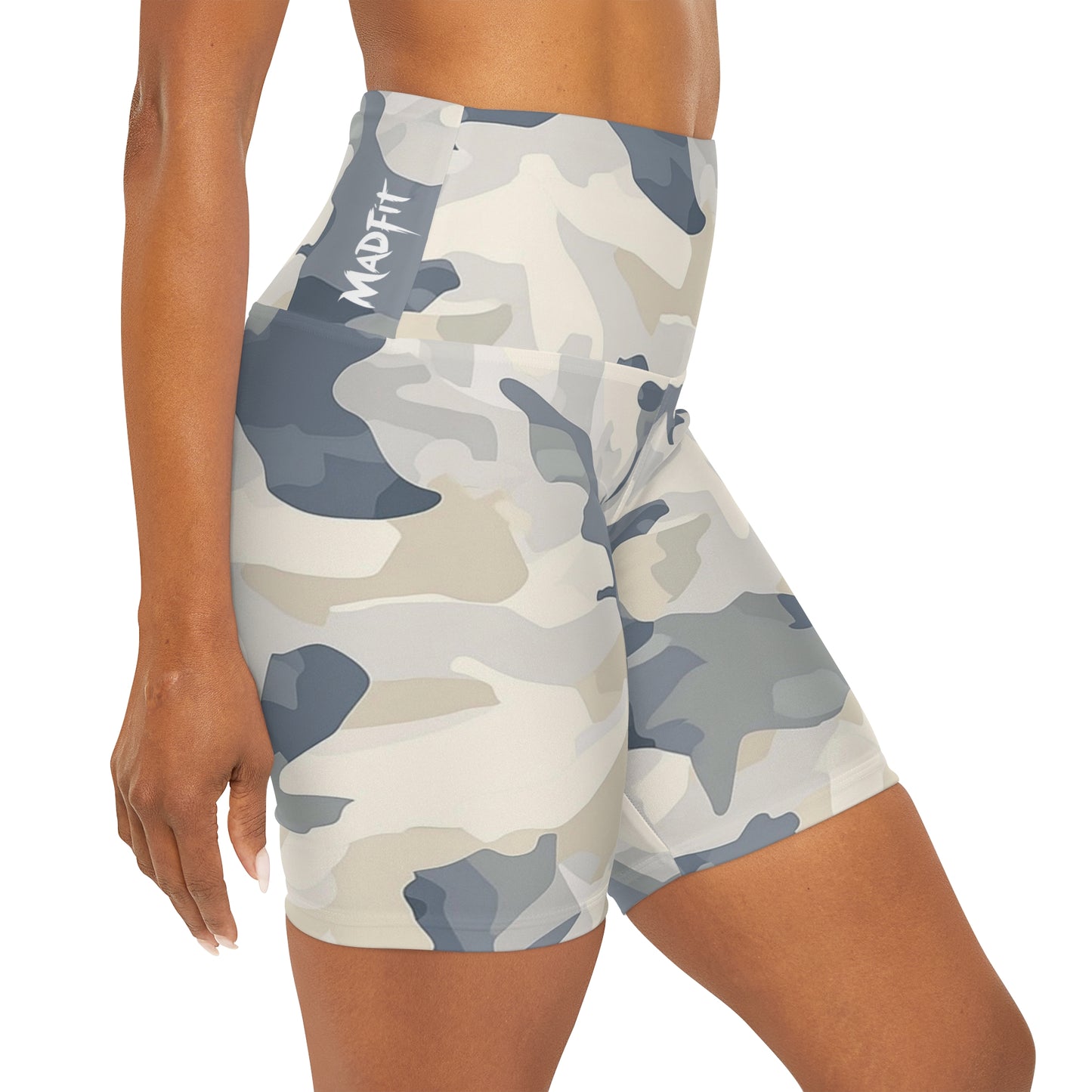 Slate Blue Camo High Waisted Shorts