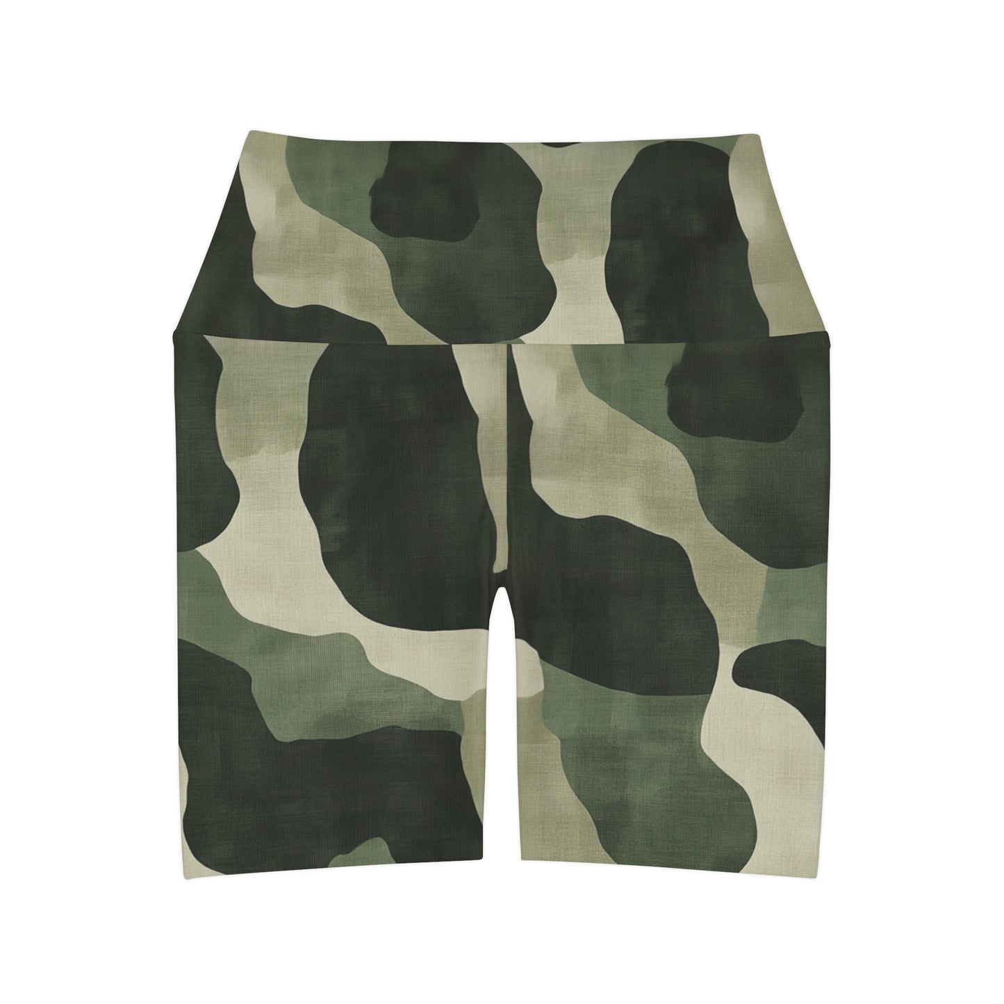 Olive Green Camo High Waisted Shorts