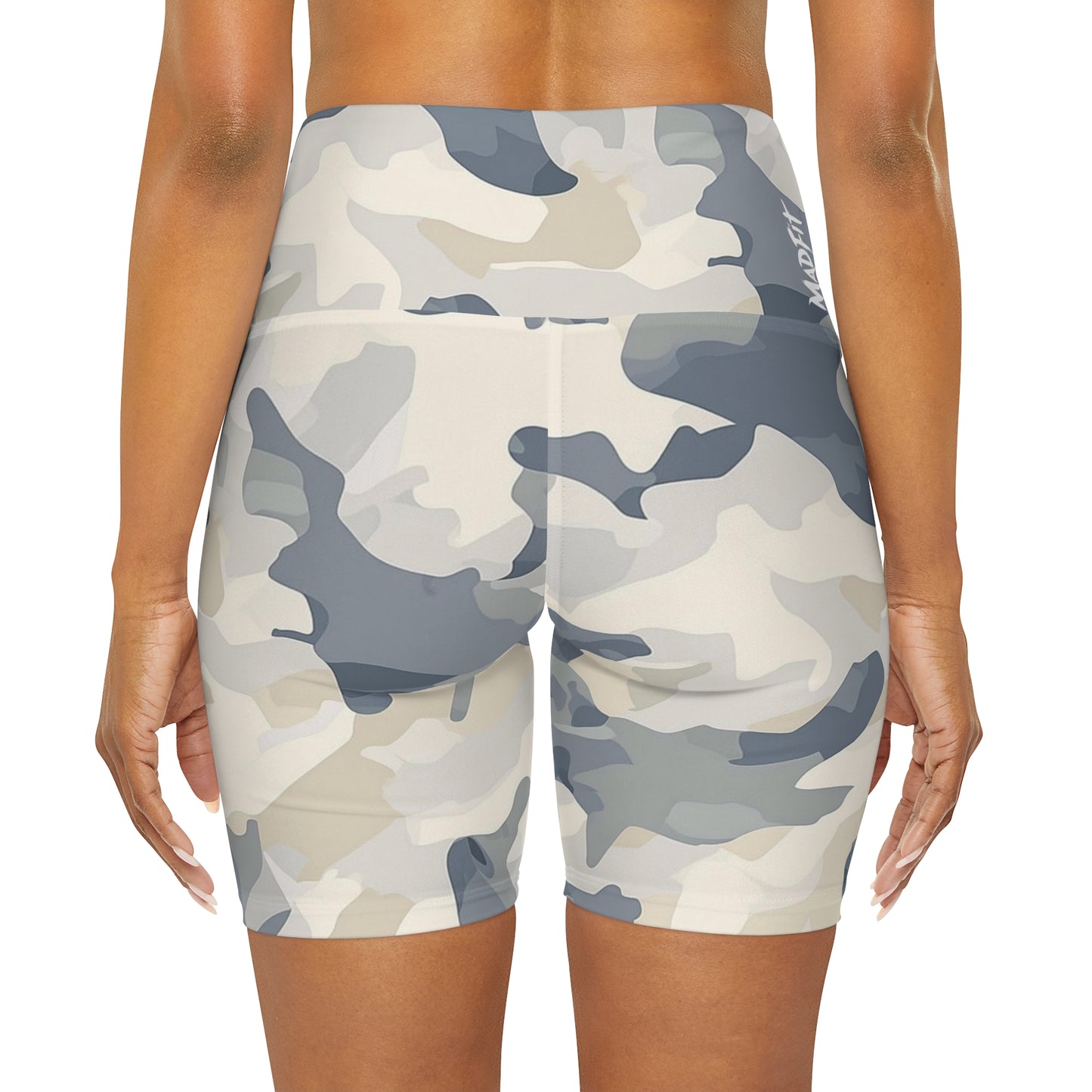 Slate Blue Camo High Waisted Shorts