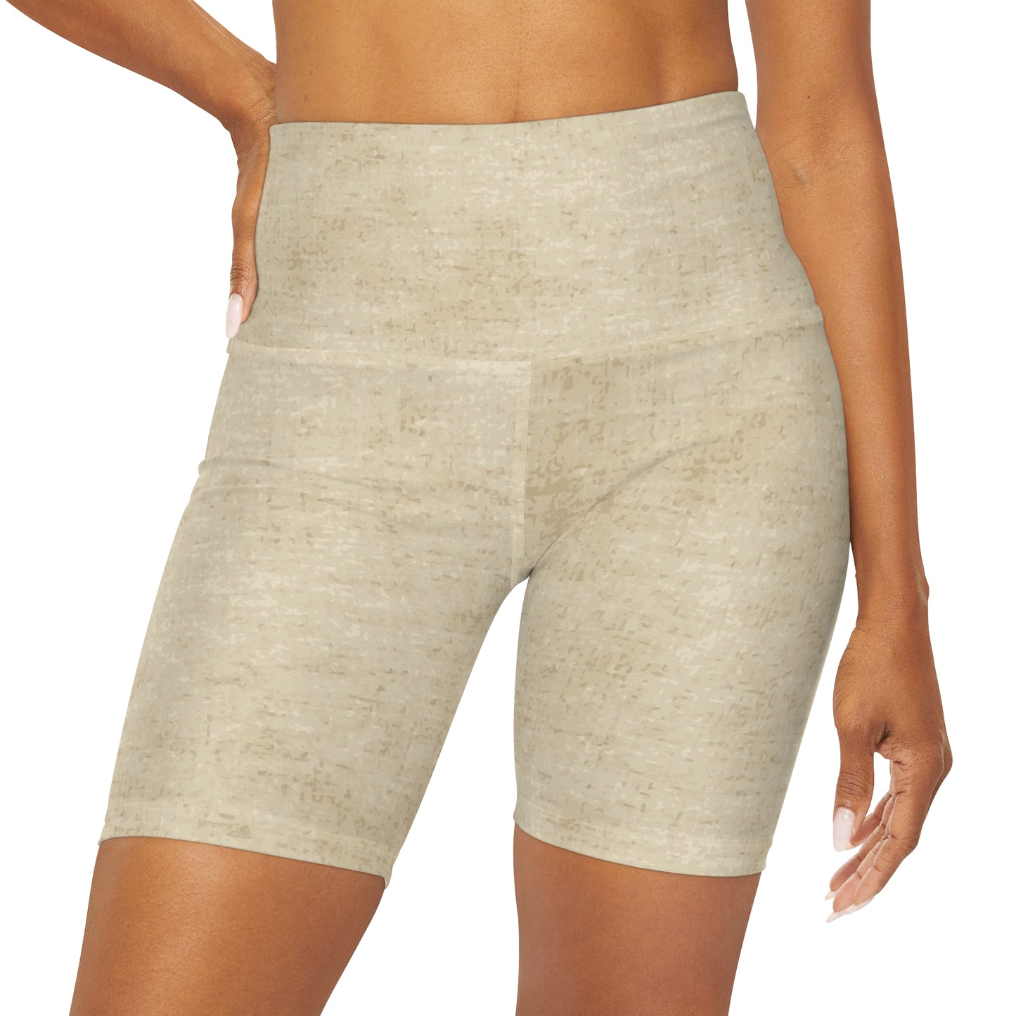 Sandstone Beige Heathered High Waisted Shorts