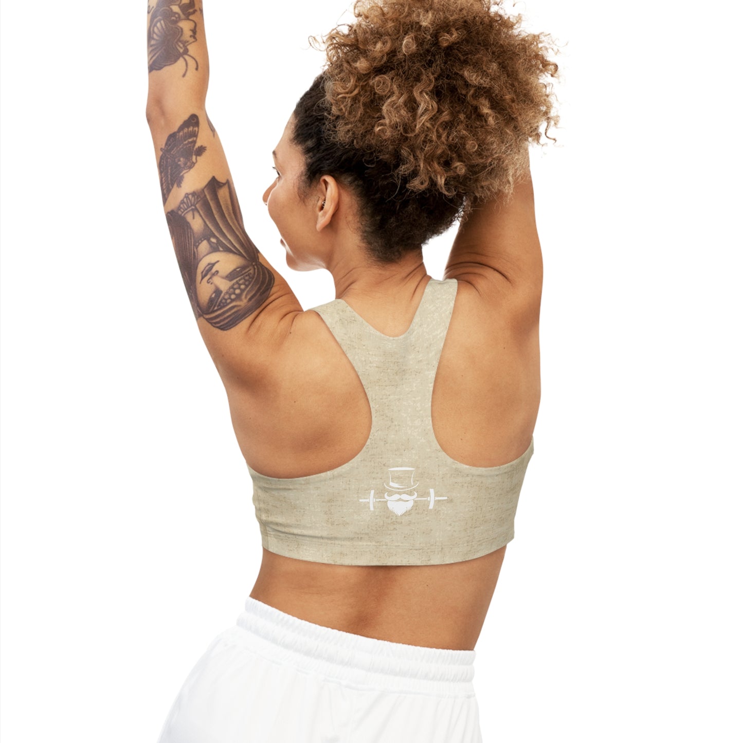 Sandstone Beige Heathered Seamless Sports Bra