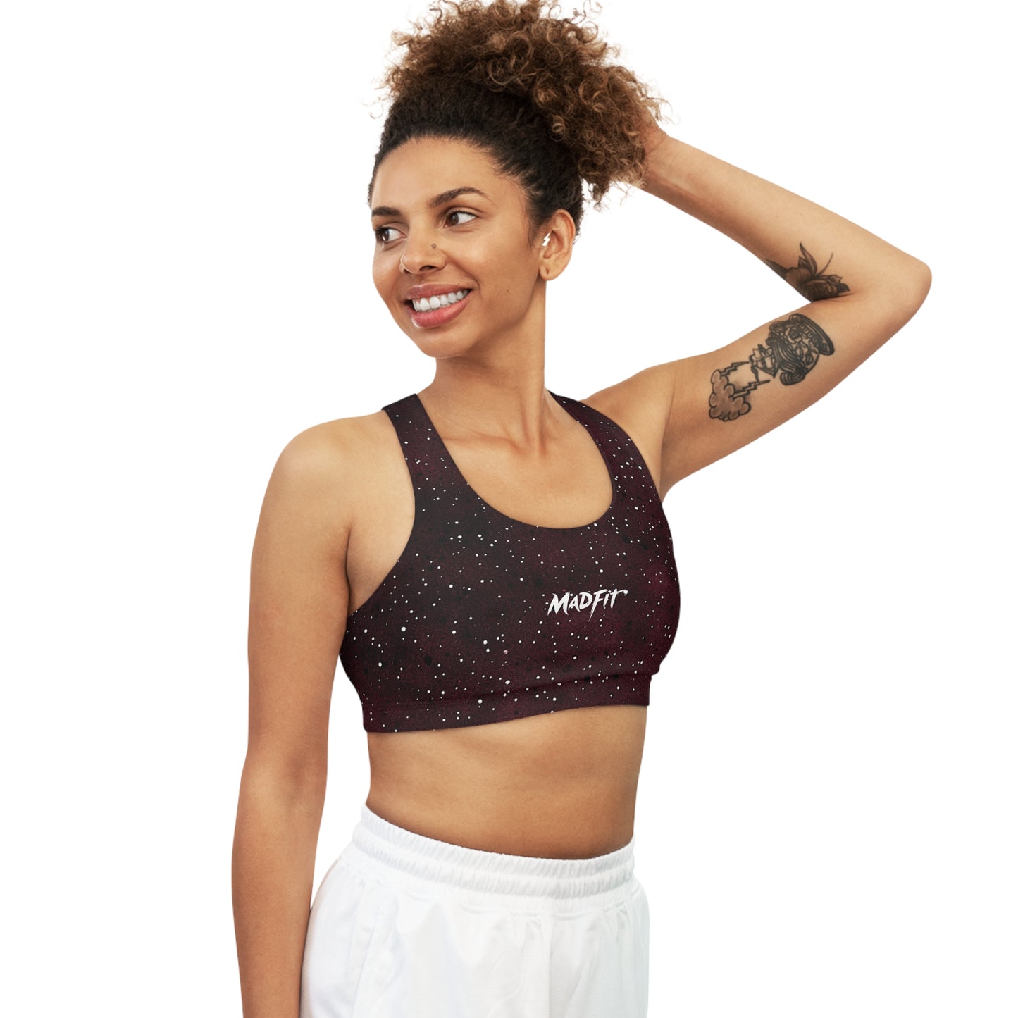 Burgundy Speckled Seamless Sports Bra