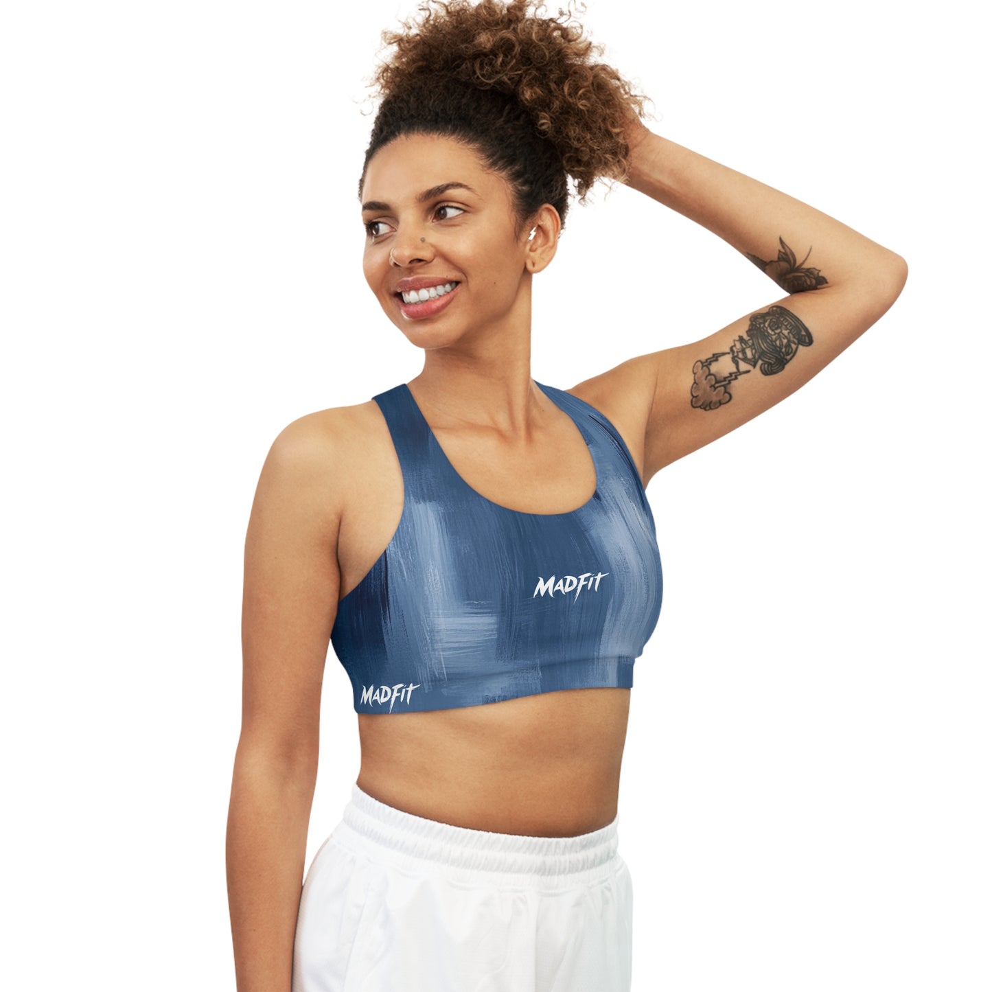 Navy Brushed Seamless Sports Bra