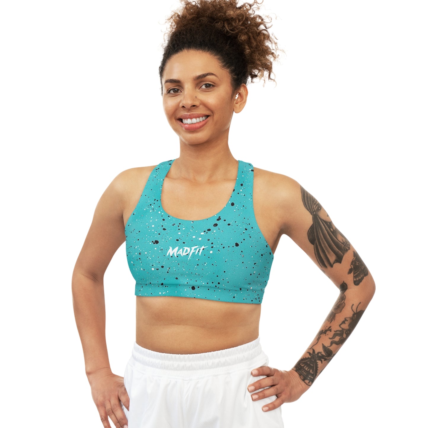 Teal Speckled Seamless Sports Bra