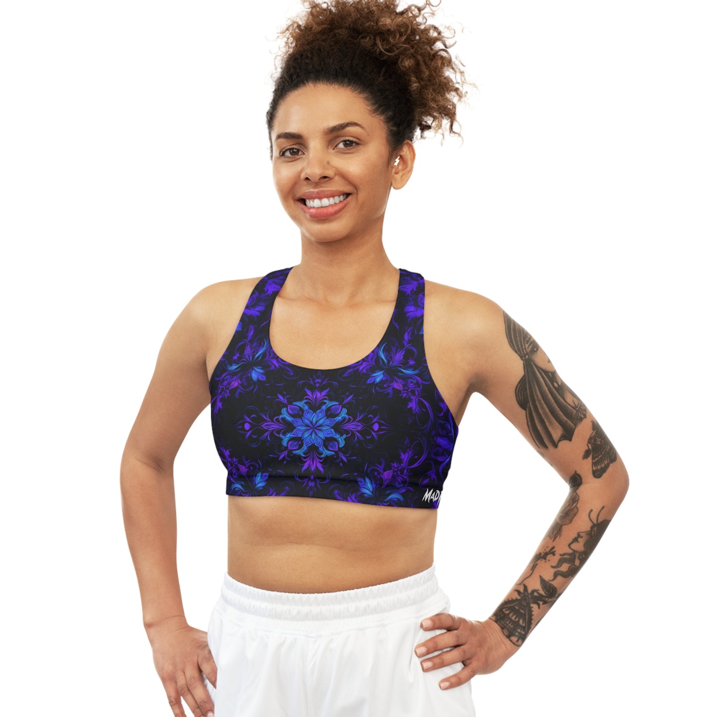 Deep Floral Seamless Sports Bra