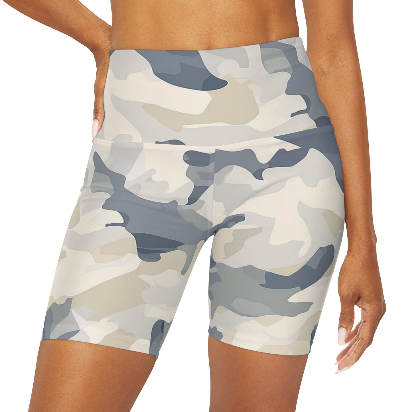 Slate Blue Camo High Waisted Shorts