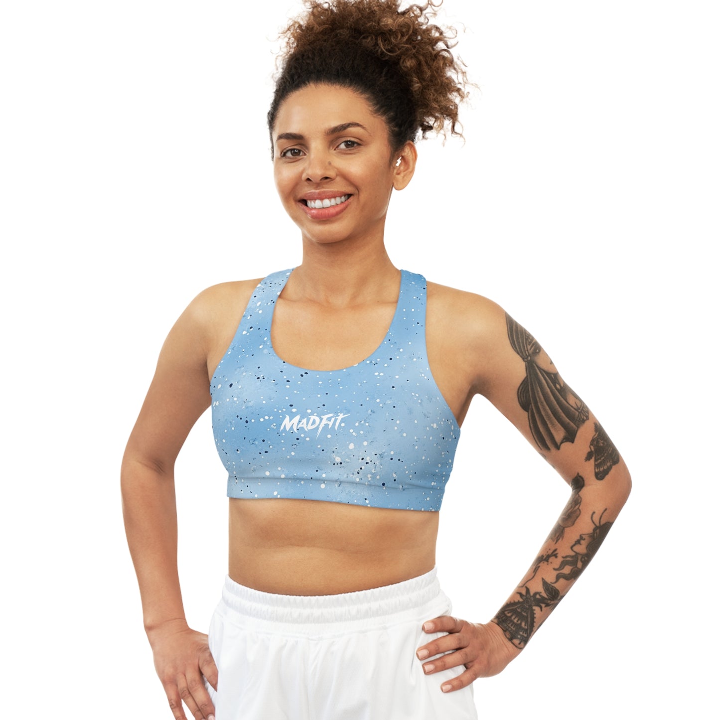 Sky Blue Speckled Seamless Sports Bra