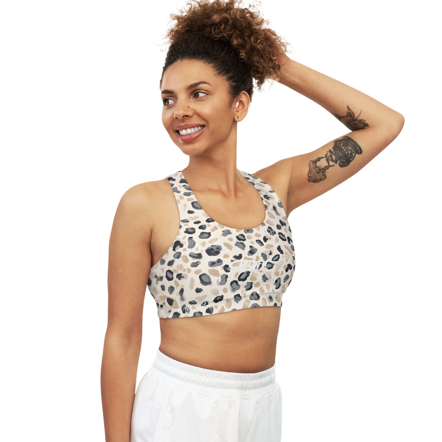 Beige Charcoal Night Stalker Seamless Sports Bra