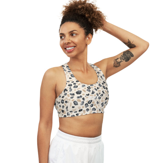 Beige Charcoal Night Stalker Seamless Sports Bra