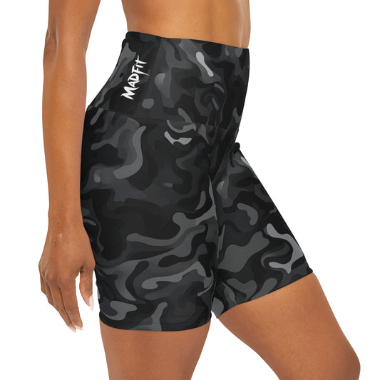 Charcoal Swirl Camo High Waisted Shorts