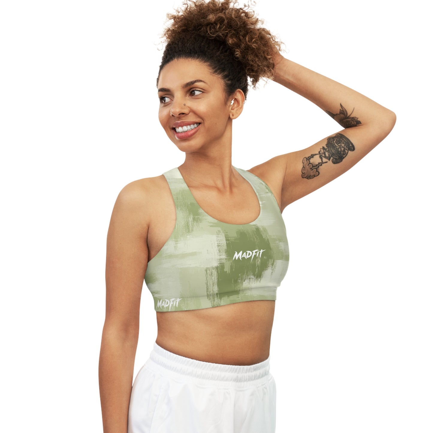 Olive Brushed Seamless Sports Bra