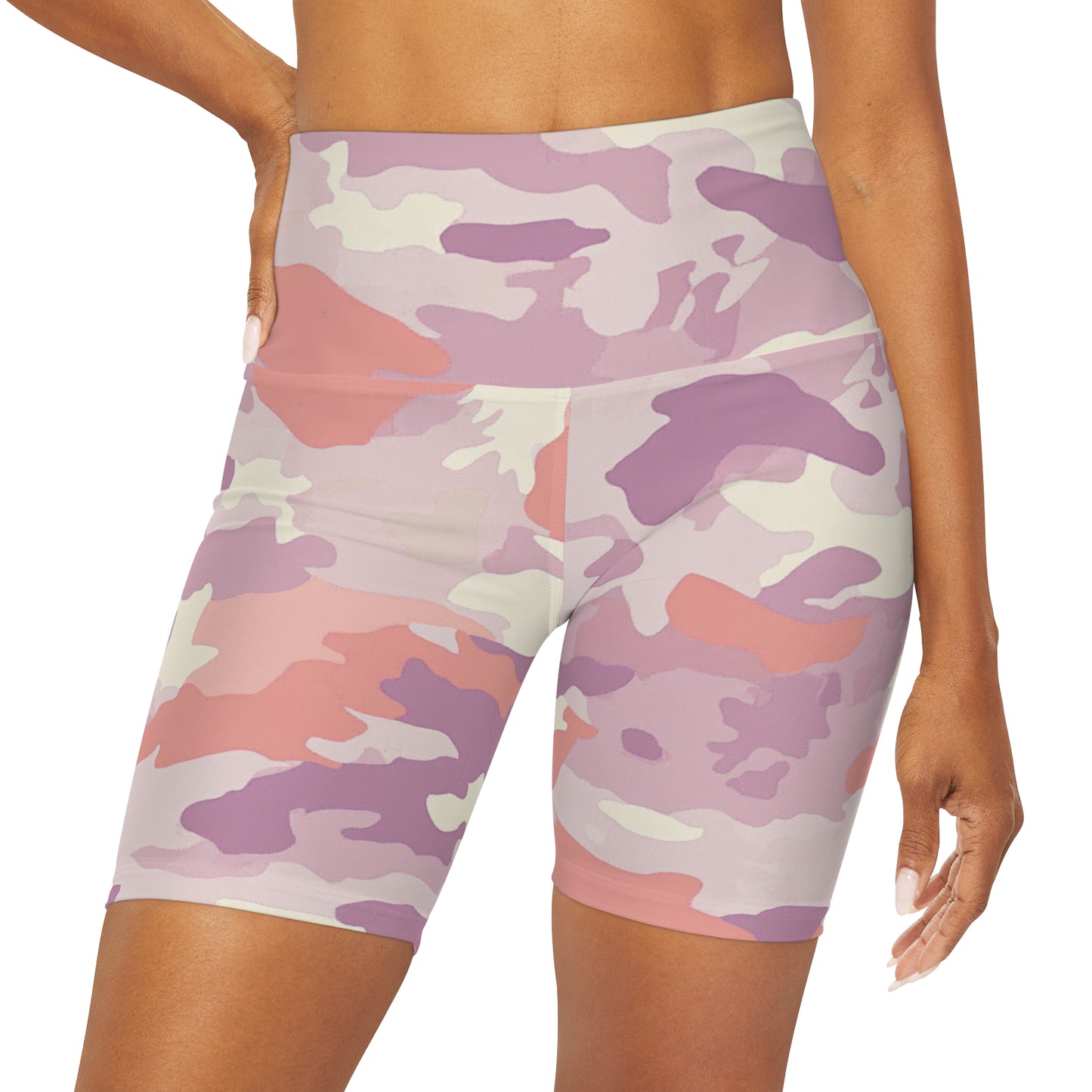 Lavender Coral Camo High Waisted Shorts