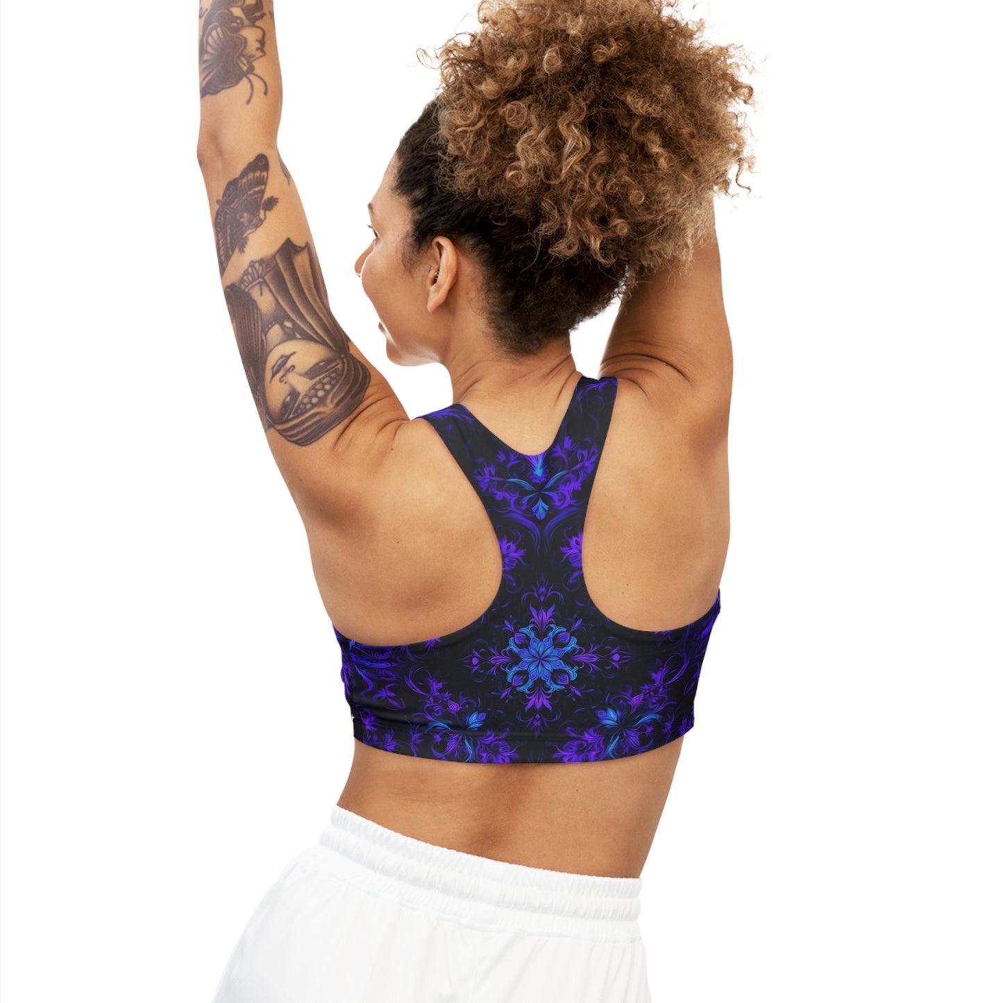 Deep Floral Seamless Sports Bra