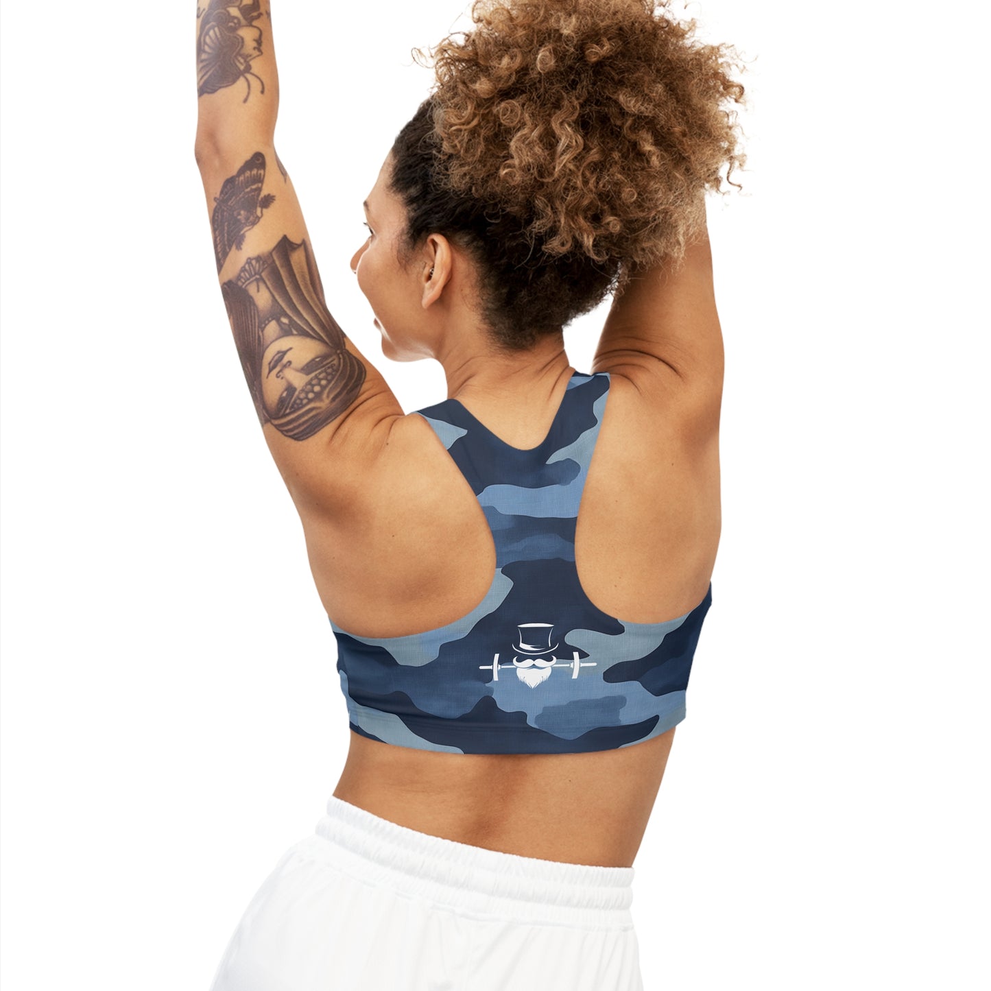 Navy Camo Seamless Sports Bra