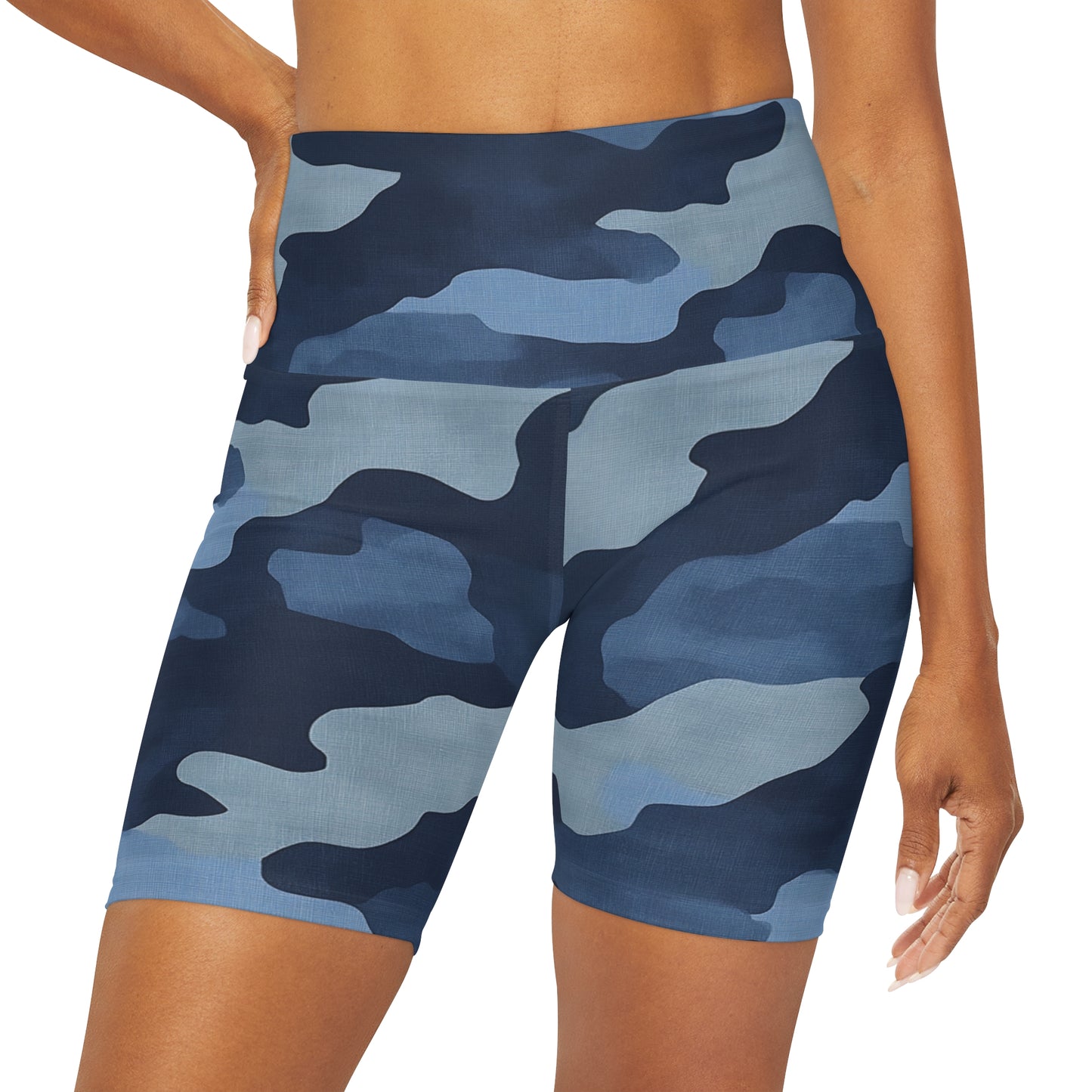 Navy Camo High Waisted Shorts