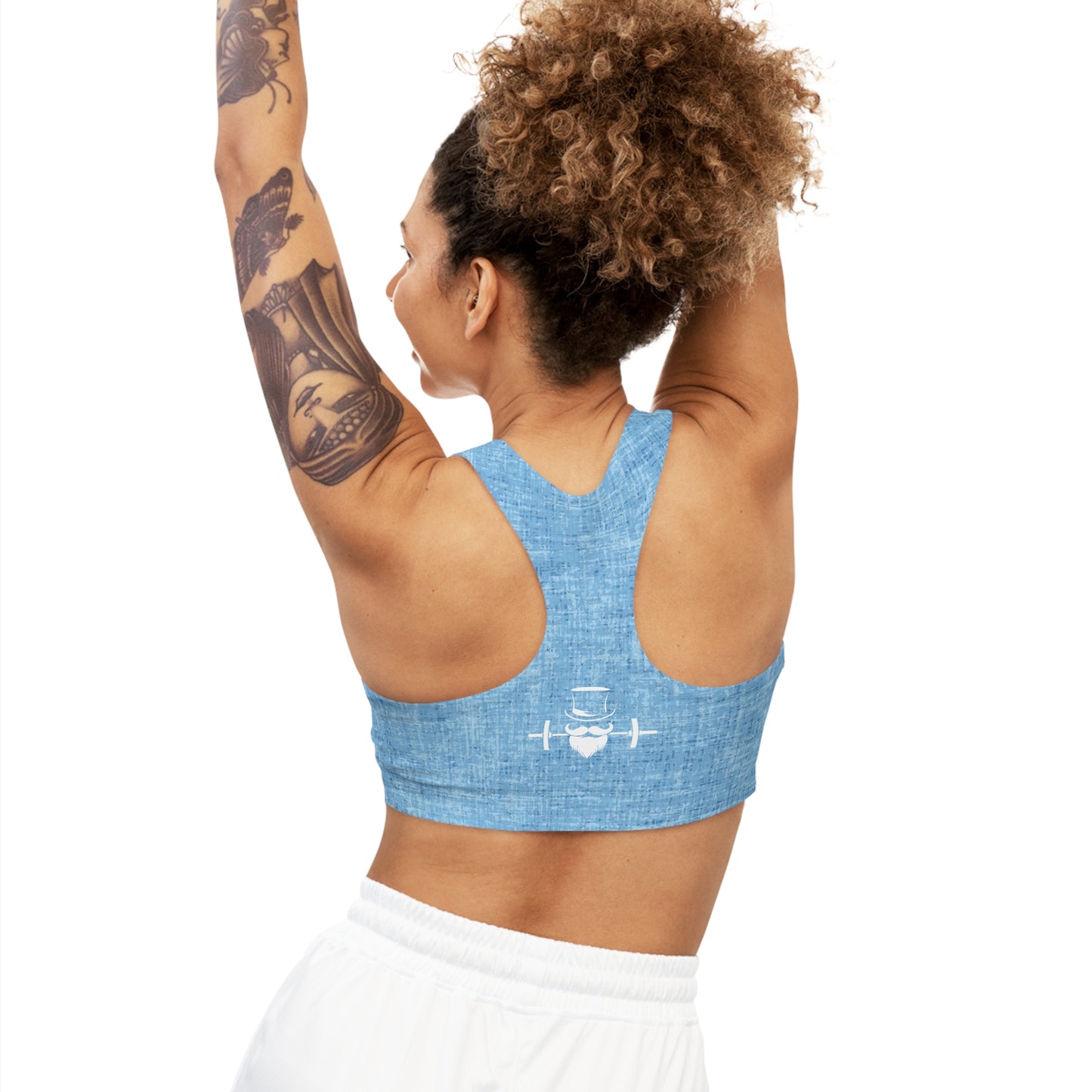 Sky Blue Heathered Seamless Sports Bra