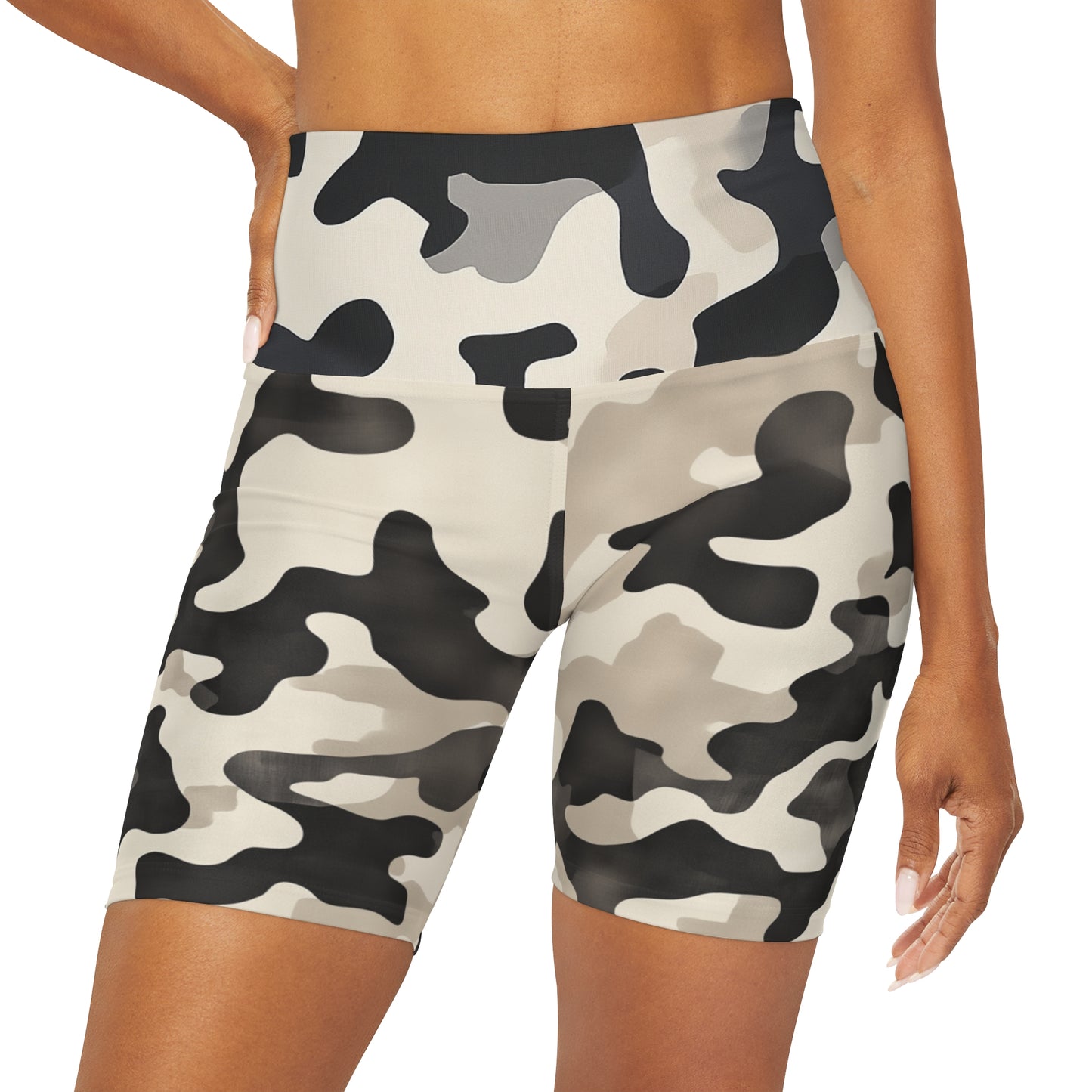 Soft Neutral Camo High Waisted Shorts