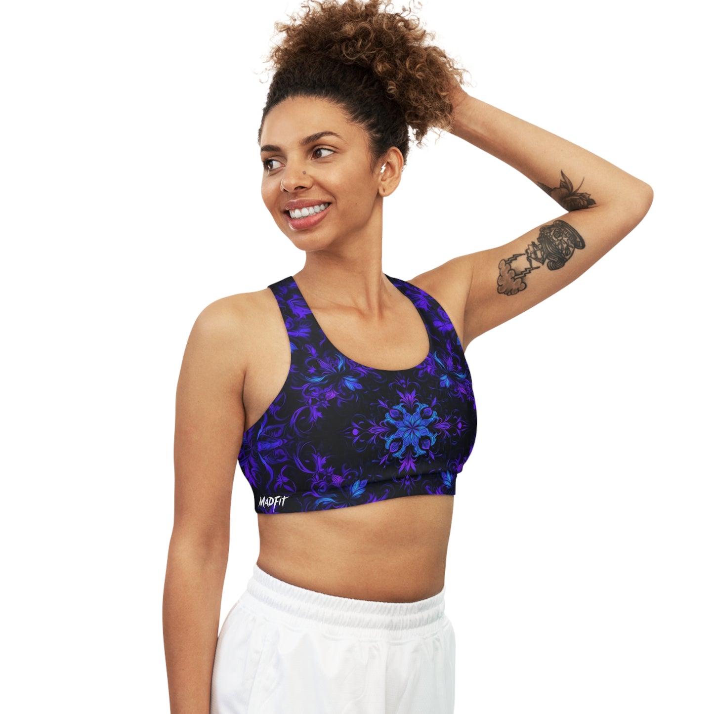 Deep Floral Seamless Sports Bra