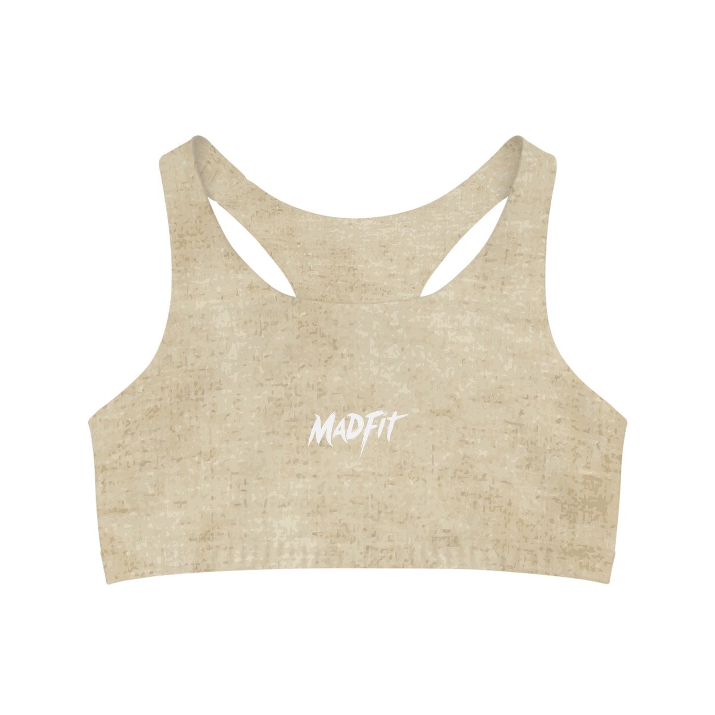 Sandstone Beige Heathered Seamless Sports Bra