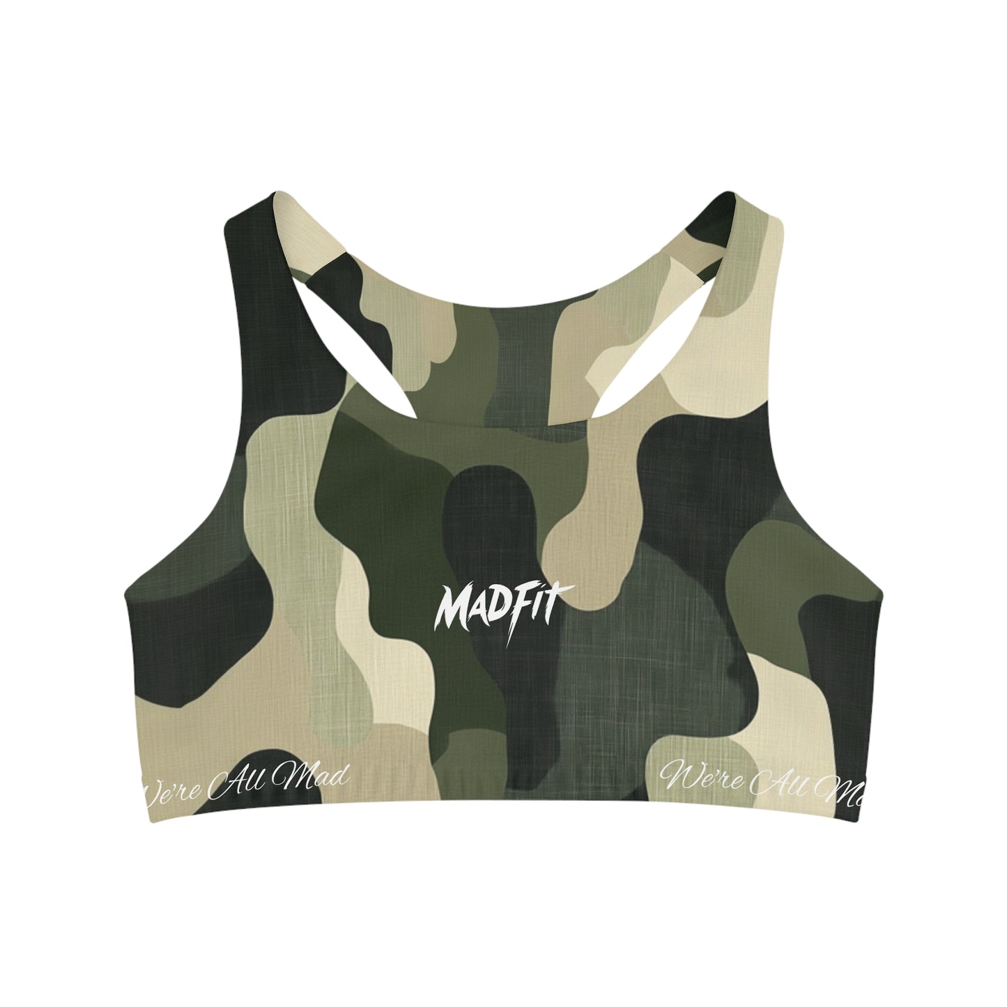 Olive Green Camo Seamless Sports Bra