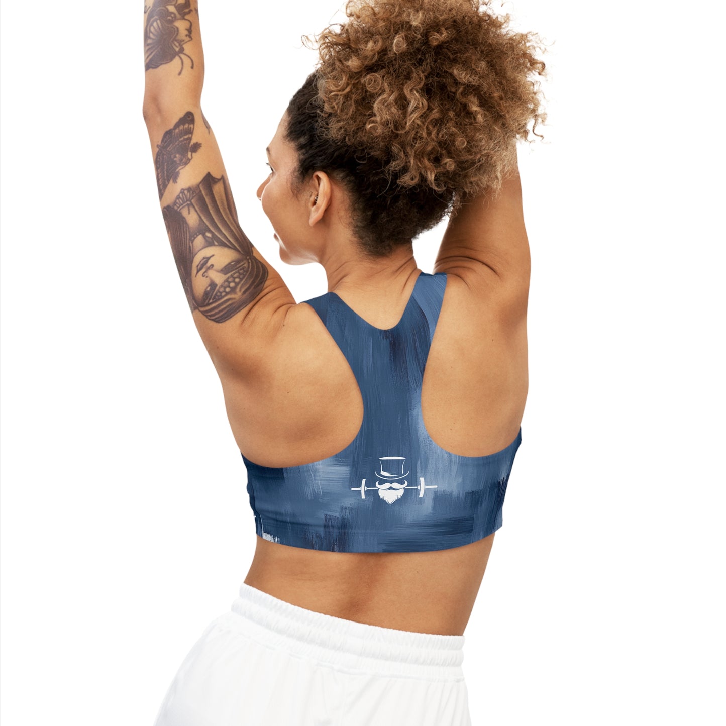 Navy Brushed Seamless Sports Bra