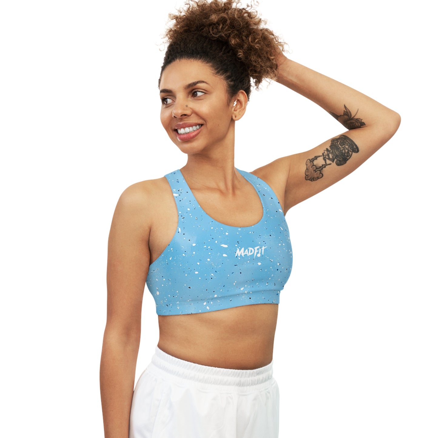 Baby Blue Speckled Seamless Sports Bra