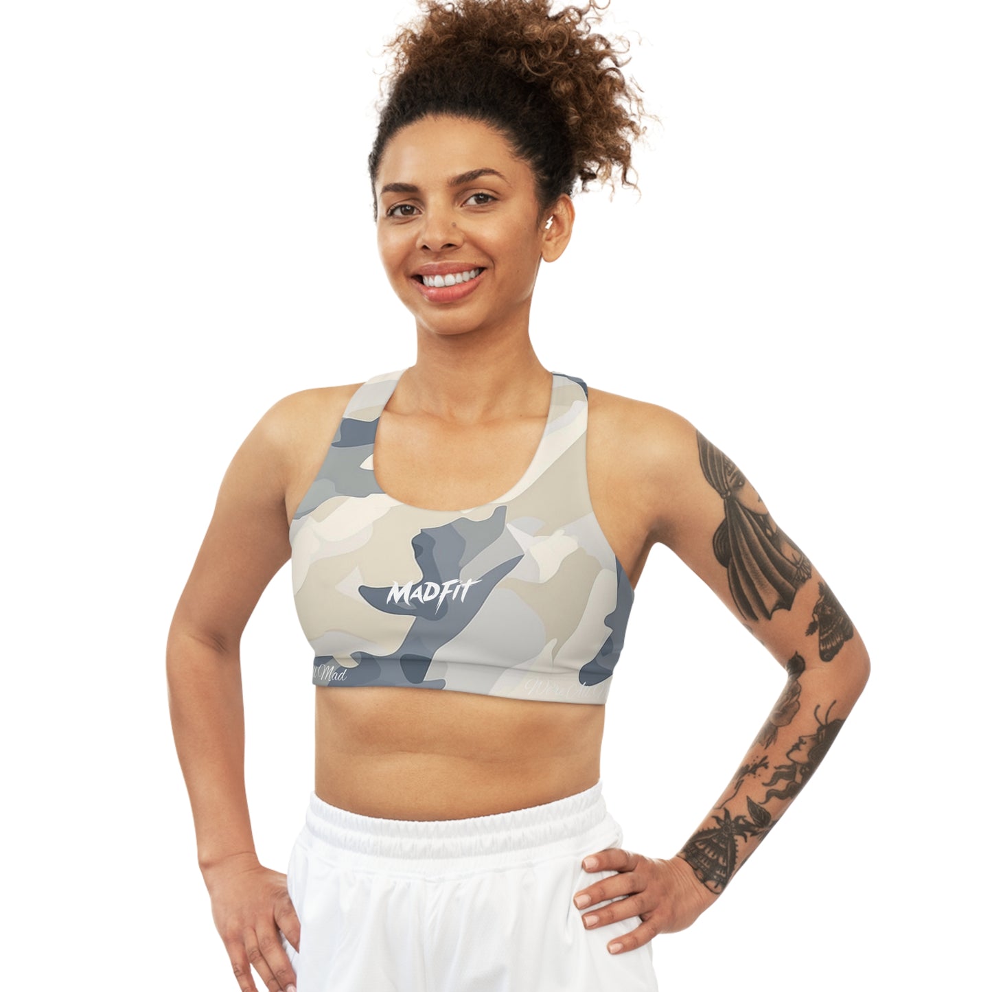 Slate Blue Camo Seamless Sports Bra