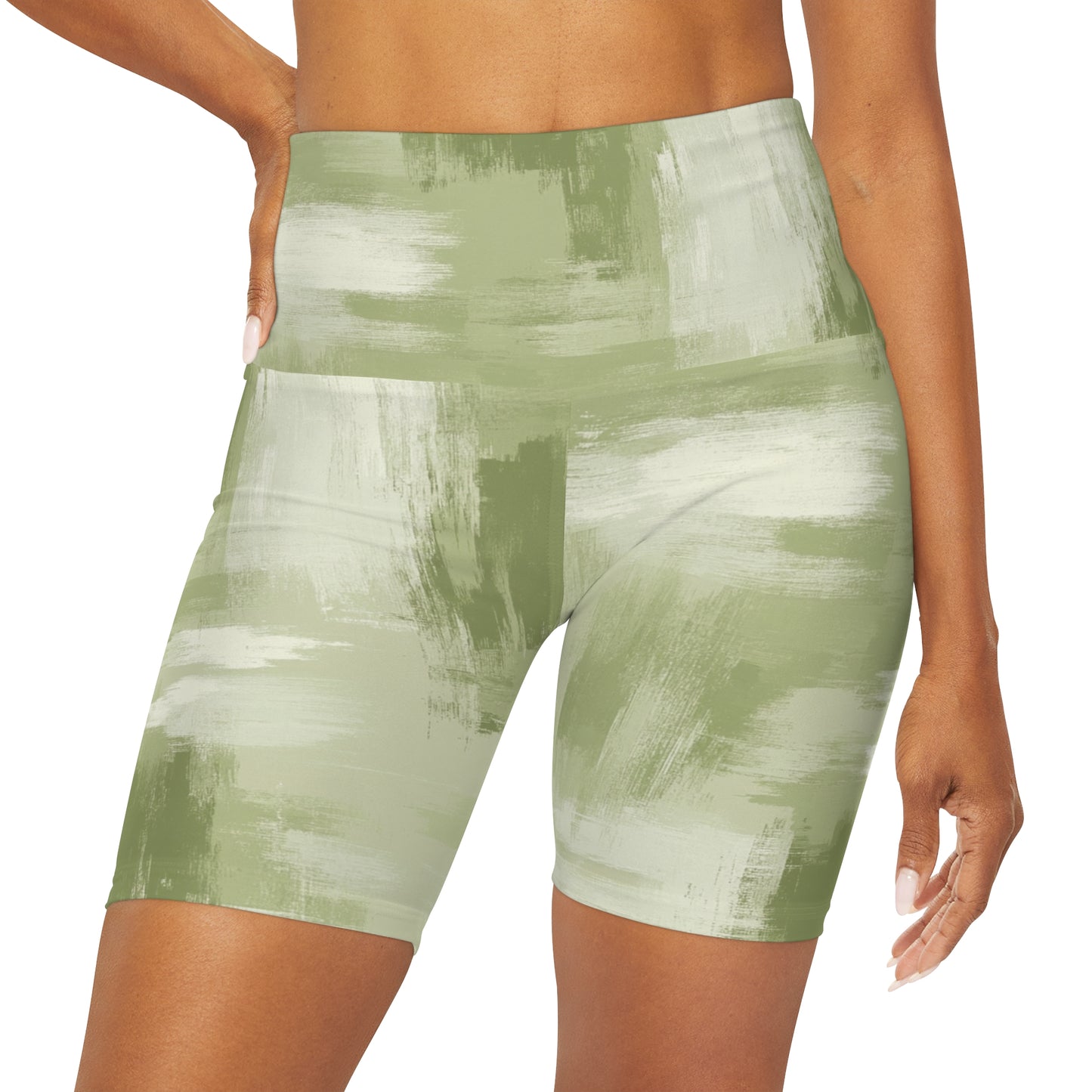 Olive Brushed High Waisted Shorts