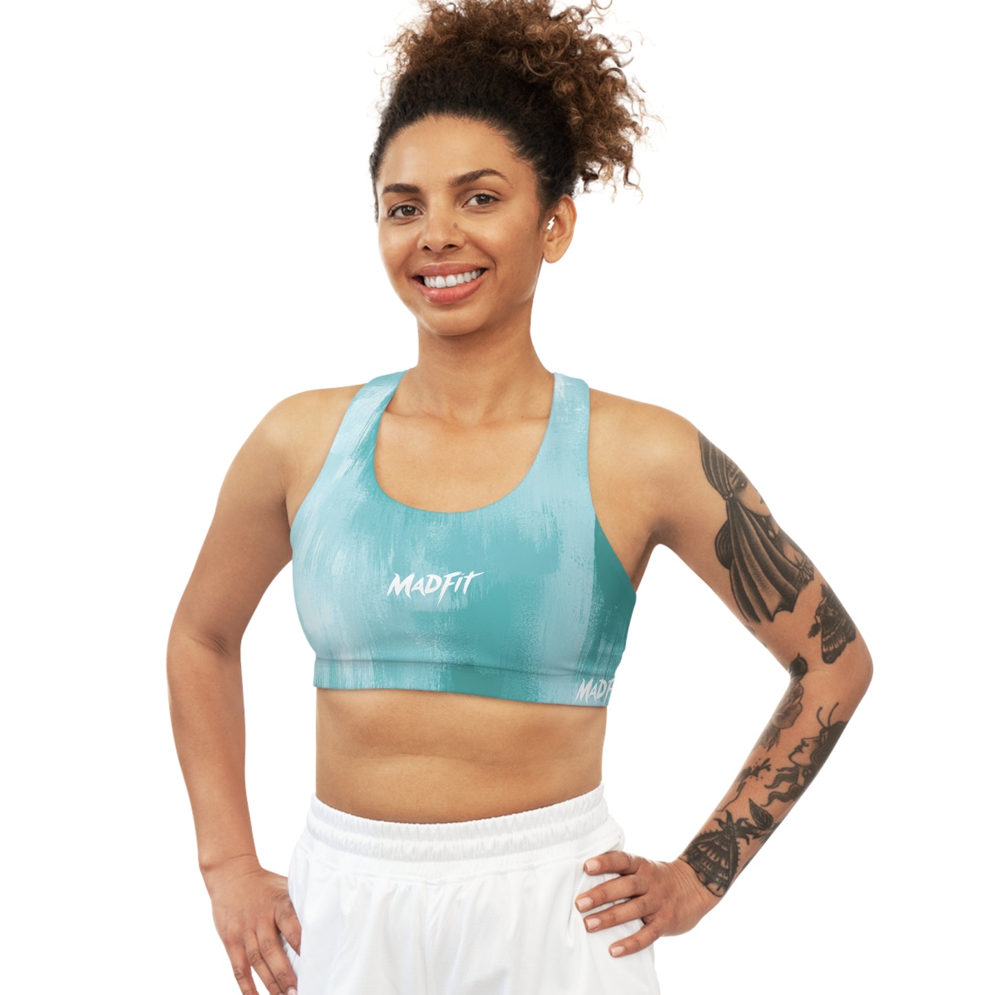 Teal Brushed Seamless Sports Bra