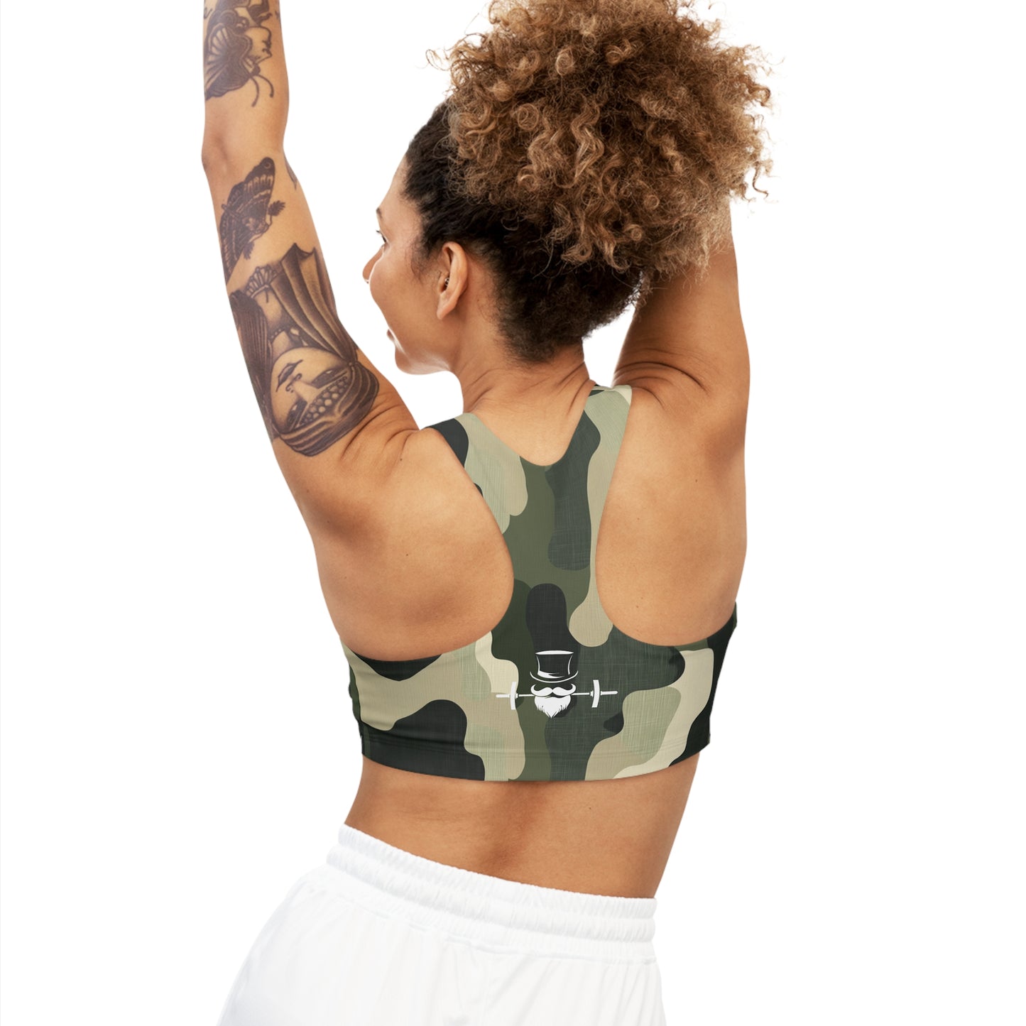 Olive Green Camo Seamless Sports Bra