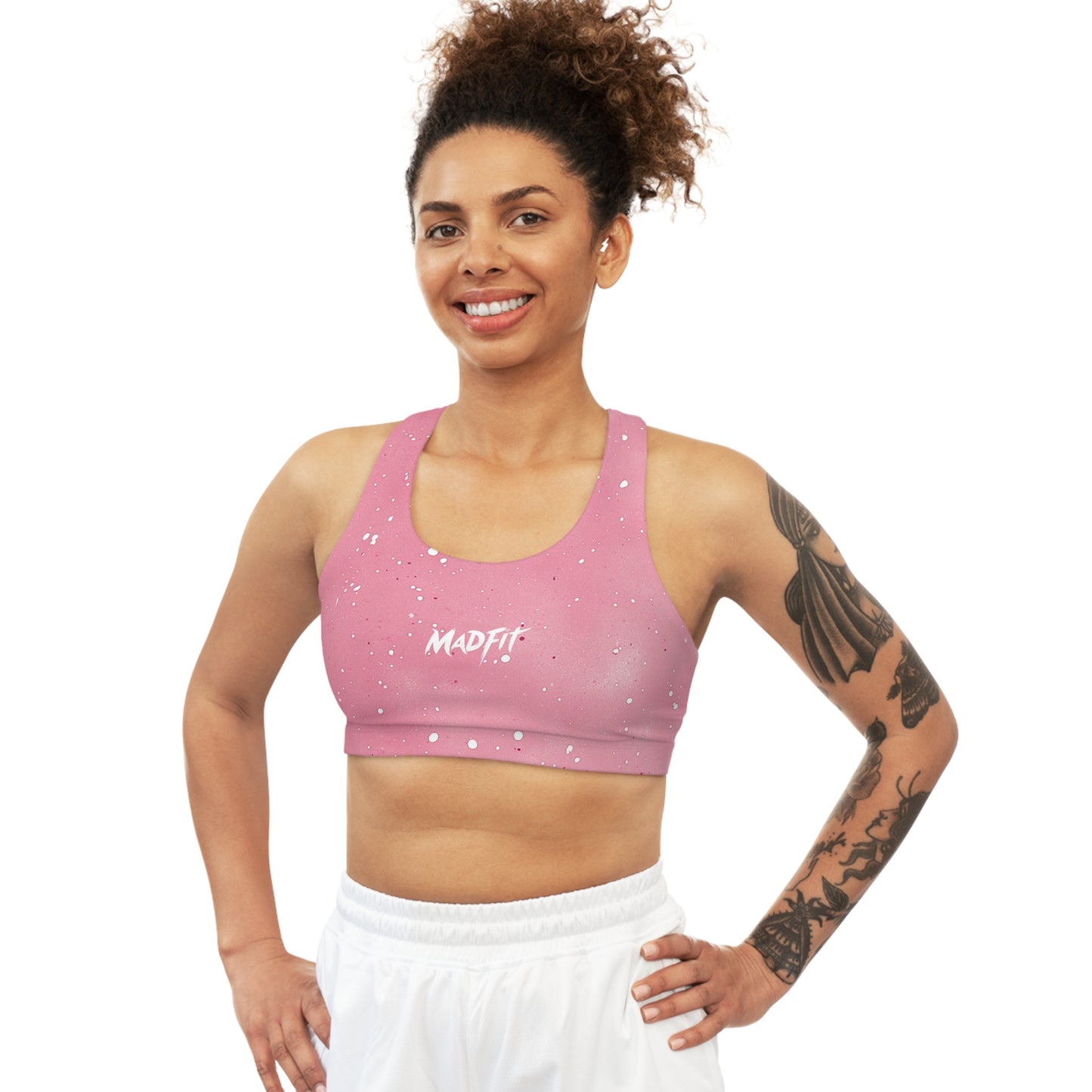 Blush Pink Speckled Seamless Sports Bra