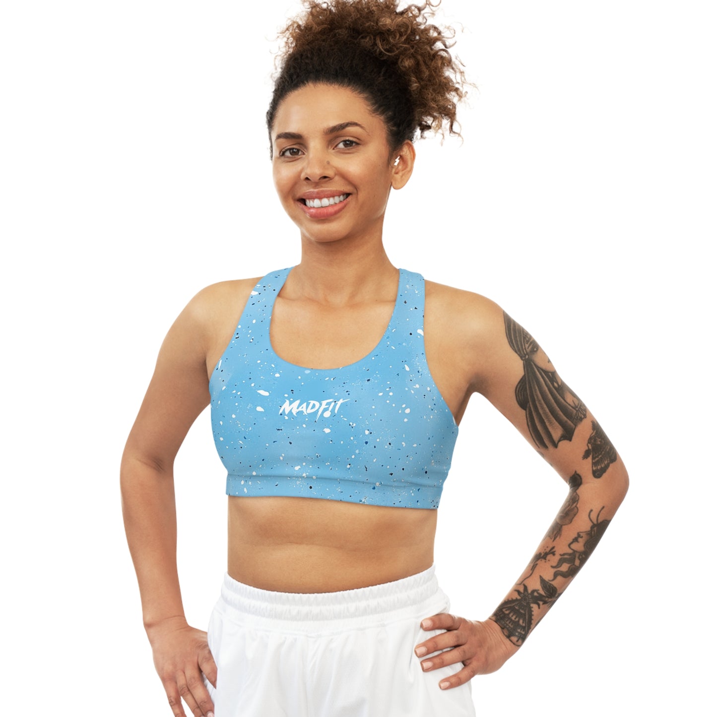 Baby Blue Speckled Seamless Sports Bra