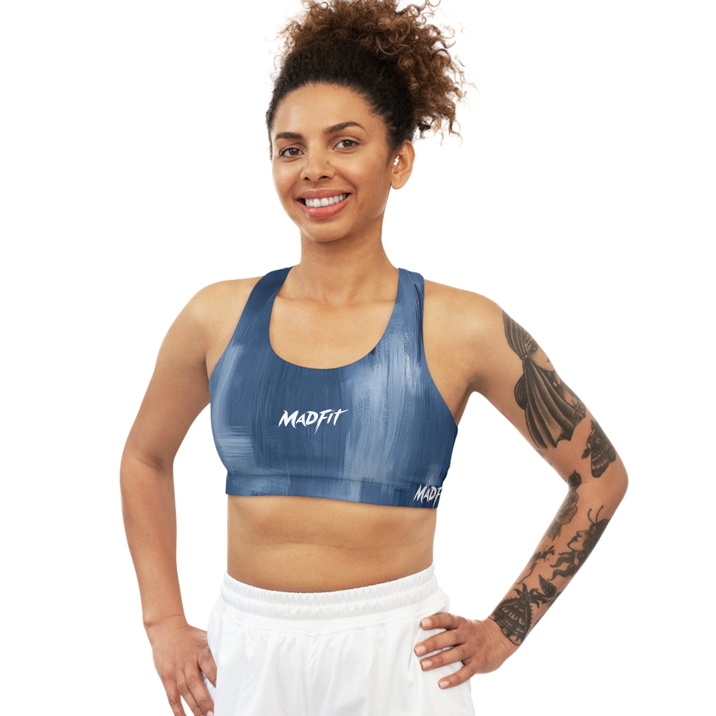 Navy Brushed Seamless Sports Bra